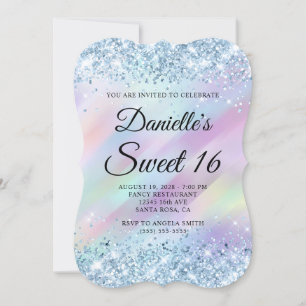 Invitation Parties scintillant bleu clair Aqua violet Hologra