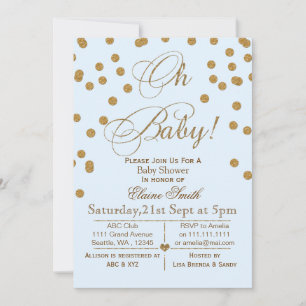 Invitation Parties scintillant bleu et or baby shower invitat