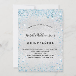 Invitation Parties scintillant bleu Quinceanera