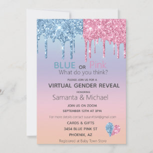 Invitation Parties scintillant bleu rose virtuel Drives Genre