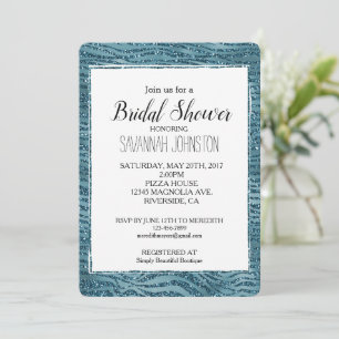 Invitation Parties scintillant bleu Turquoise turquoise Zebra