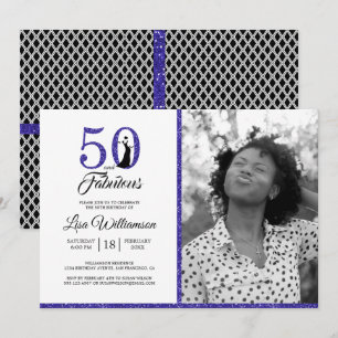 Invitation Parties scintillant bleue 50 Fabuleuse photo du 50