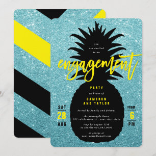 Invitation Parties scintillant bleue ananas chic Wedding show
