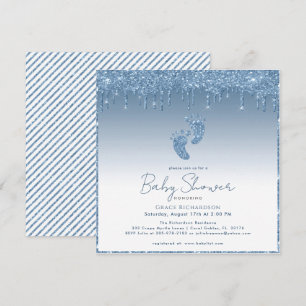 Invitation Parties scintillant bleue Drives Baby shower invit