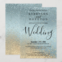 Invitation Parties scintillant bleue et or