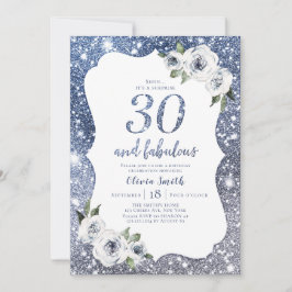 Invitation Parties scintillant bleue étincelante et 30e anniv