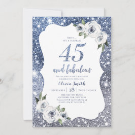 Invitation Parties scintillant bleue étincelante et fleurie 4