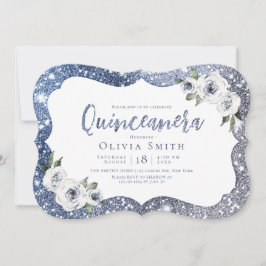 Invitation Parties scintillant bleue étincelante et Quinceane