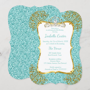Invitation Parties scintillant Bleue turquoise Anniversaire S