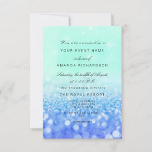 Invitation Parties scintillant Blu Anniversaire Florale Sur L