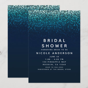 Invitation Parties scintillant Blue Aqua Navy Fête des mariée