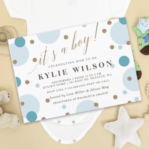 Invitation Parties scintillant Blue Confetti C'est un Baby sh