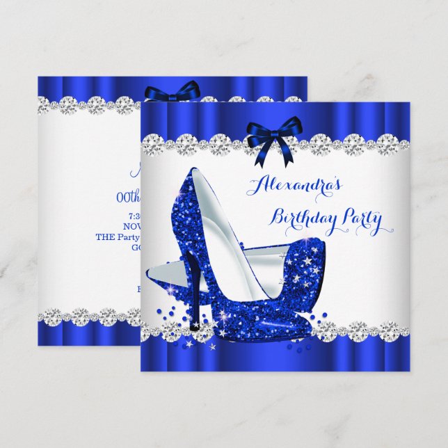 Invitation Parties scintillant Blue Glamor High Heures Annive (Devant / Derrière)
