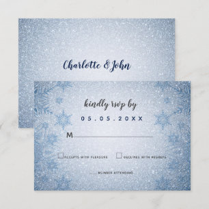 Invitation Parties scintillant Blue Snowflakes mariage hiver 