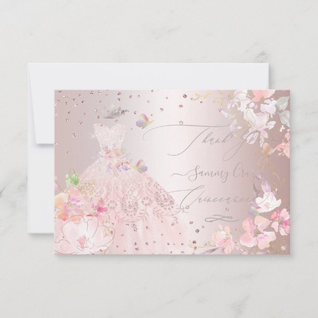 Invitation Parties scintillant Blush Merci Quinceanera (Devant)