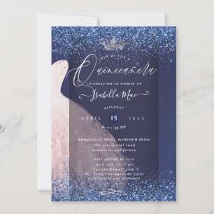 Invitation Parties scintillant Blush Quinceanera Gown + bleu 