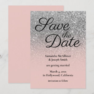 Invitation Parties scintillant Blush Silver Ombre Enregistrer