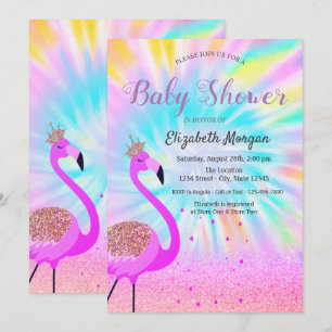 Invitation Parties scintillant Bokeh, Flamant rose, Ombre Tie