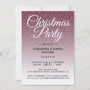 Invitation Parties scintillant Bourgogne de luxe Fête de Noël
