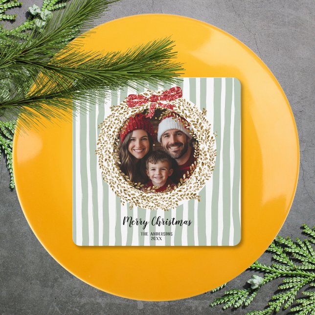 Invitation Parties scintillant Bow Joyeux Noël Wreath Family  (Créateur téléchargé)