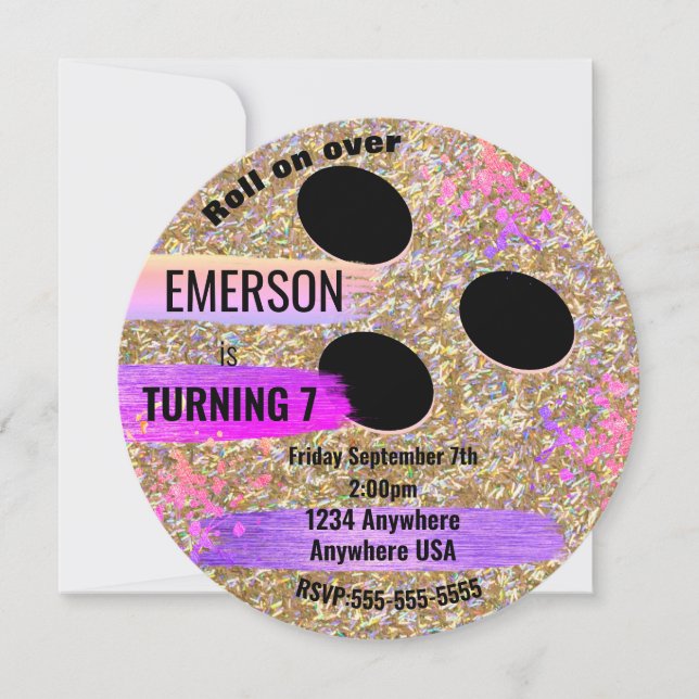 Invitation Parties scintillant BOWLING BALL, bowling, fête d' (Devant)