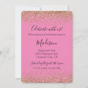 Invitation Parties scintillant brillante brillante rose or