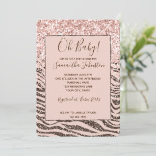 Invitation Parties scintillant Brown Zebra Glitz de la Pêche 