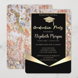 Invitation Parties scintillant Casquette, Confetti Ombre Marb