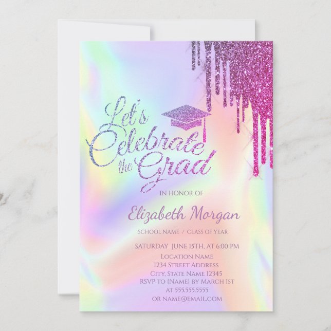 Invitation Parties scintillant Casquette,  Holographique Grad (Devant)