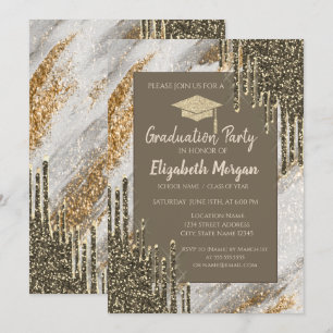 Invitation Parties scintillant Casquette, Pilotes d'or, Diplô