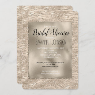 Invitation Parties scintillant Champagne d'or Zebra Imprimer 