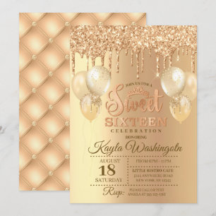 Invitation Parties scintillant Champagne Drift Sweet sixteen 