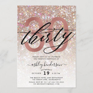 Invitation Parties scintillant Champagne moderne 30e annivers