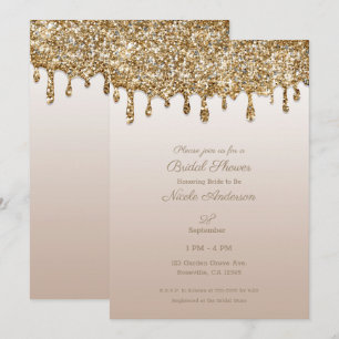 Invitation Parties scintillant Champagne  or Fête des mariées