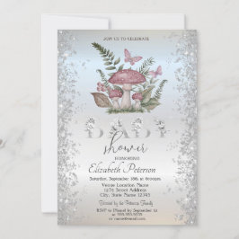 Invitation Parties scintillant Champignons Papillons Baby sho