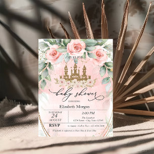 Invitation Parties scintillant Château Roses Rose Baby shower