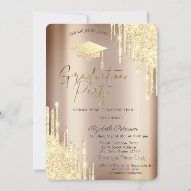 Invitation Parties scintillant chic, Grad Casquette gradué (Devant)