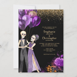 Invitation Parties scintillant chic squelette Halloween Maria