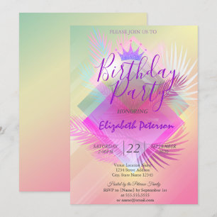 Invitation Parties scintillant chic Tiara Palm Feuilles fête