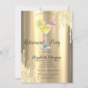 Invitation Parties scintillant, Cocktail, Retraite d'or