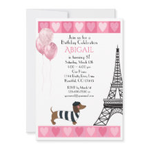 Parties scintillant Coeurs roses Tour Eiffel Chien