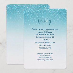 Invitation parties scintillant confetti fête de 40e anniversa