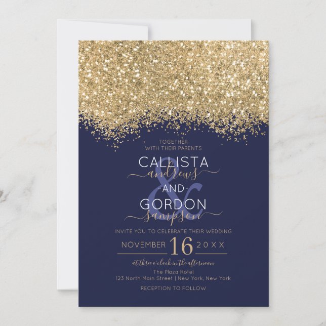 Invitation Parties scintillant Confetti Mariage de luxe moder (Devant)