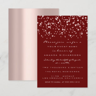 Invitation Parties scintillant Confetti Rose Maroon Douce nup