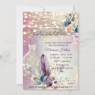 Invitation parties scintillant cool boho florale