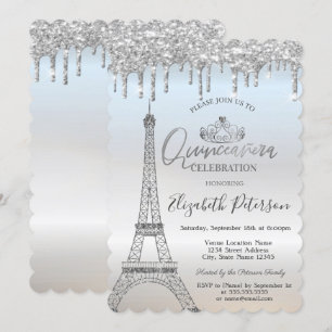 Invitation Parties scintillant cool Tour Eiffel, Drives Silve