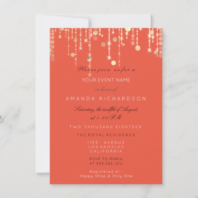 Invitation Parties scintillant Coral Gold Drivers Anniversair (Devant)