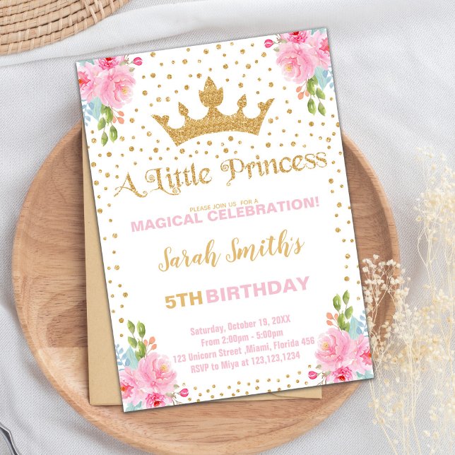 Invitation Parties scintillant Couronne princesse Anniversair (Glitter Crown Princess Birthday Invitations)