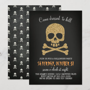 Invitation Parties scintillant Crâne Halloween Fête Invitatio
