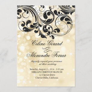 Invitation Parties scintillant Curlico sur Faux Metallic Boke
